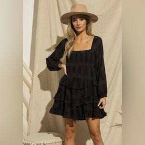 NWOT Baevely black smocked mini dress